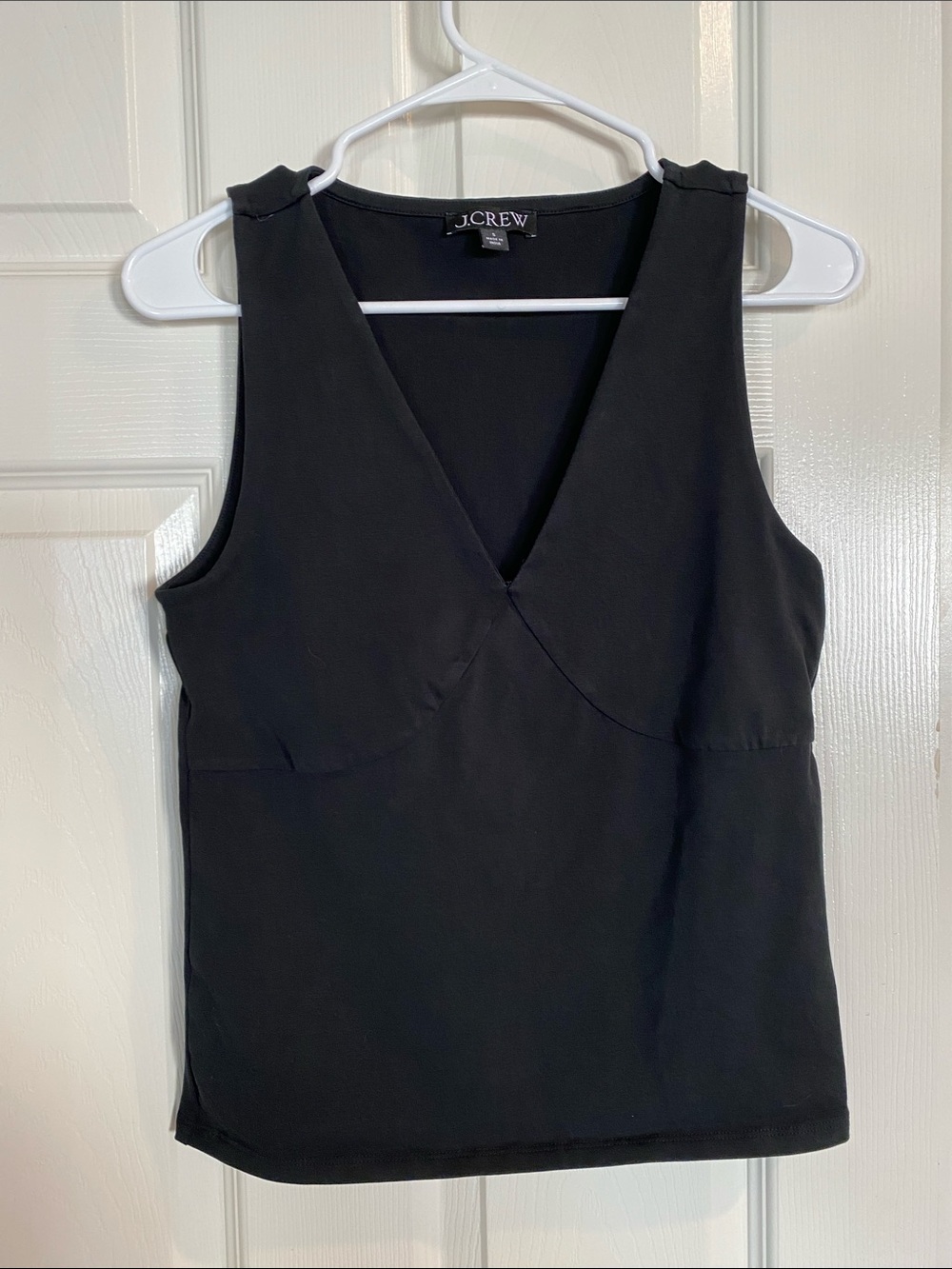 J. Crew Black Deep V-Neck Sleeveless Fitted Top